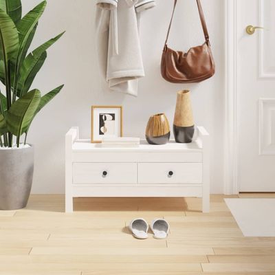 vidaXL Lavica do predsiene biela 80x40x43 cm z masívneho borovicového dreva - lavica do predsiene - lavica do predsiene - lavica do boxu