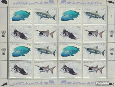 Produktbild von Briefmarken UNO - Wien 2014 Mi 844-847Klb Kleinbogen (kompl.Ausg.) postfrisch Fische