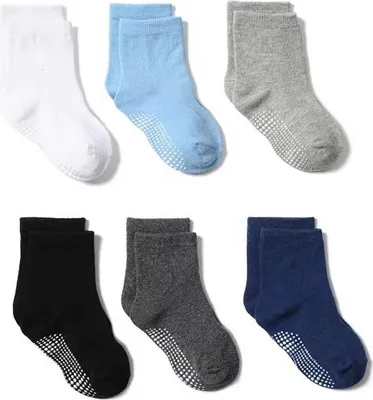 Produktbild von Set mit 6 Paar Babysocken, rutschfest, verstärkt, klassische ABS-Baumwolle, 4-12 Monate
