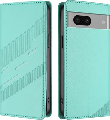 Image de Étui pour Google Pixel 7, étui portefeuille en cuirPolyuréthaneavec fente pour cartes et fonction Türkis stand