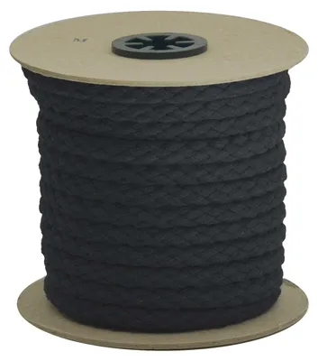 Produktbild von 10m Baumwoll-Kordel geflochten 9mm Baumwoll-Schnur Seil, Farbwahl , Farbe:schwarz
