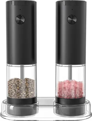 Produktbild von Salz und Pfeffermühle Batteriebetriebene salz pfeffermühle einstellbarem grobheits mechanismus Elektrische Salzmühle Pfeffermühle mit LED licht Einstellbarer Grobheit für Gewürze Pfeffer Chili
