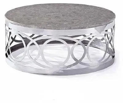 Produktbild von Runder Luxus Designer Couchtisch Sofa Wohnzimmer Tisch Beistell Edelstahl Tische