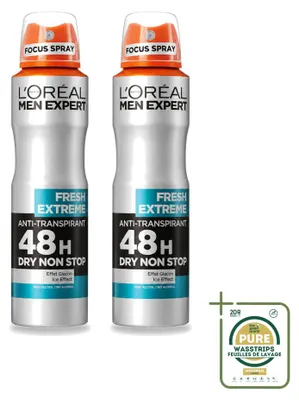 Image de 2 x Déodorant spray L'Oréal Paris Men Expert Fresh Extreme - 150 ml - Pack de 2