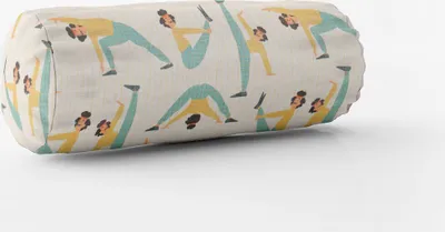 Produktbild von SCHÖNER LEBEN. Kissenhülle Gymnastik Turner wollweiß türkis gelb Größe 15x40cm (ØxB) Nackenrolle 15x40cm (ØxB) Nackenrolle Größe