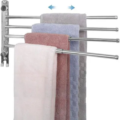 Produktbild von Famanu Handtuchhalter Wandmontage – teleskopisch, 4 Stangen, silber