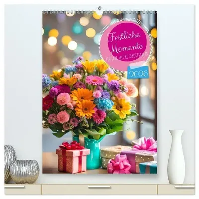 Produktbild von Festliche Momente - Ein Jahr mit KI Geburtstagen (hochwertiger Premium Wandkalender 2026 DIN A2 hoch), Kunstdruck in Hochglanz