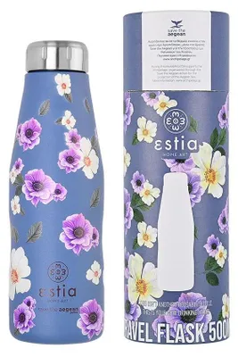 Image de ESTIA | Gourde thermos - 500 ml - Gourde avec couvercle - motif fleurs