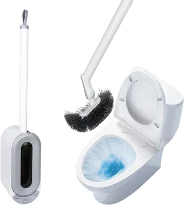 Produktbild von Toilettenbürste mit Wandhalterung, 33 cm Griff, Grau, für Badezimmer