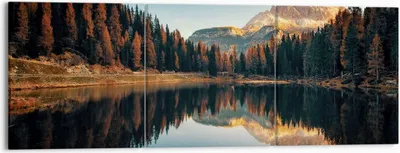 Produktbild von Bild auf Leinwand - Leinwandbild - 3 Teile - Spiegelung See Landschaft - 150x50cm - Wand Bild - Wanddeko - Wandbilder - Leinwanddruck - Bilder - Wanddekoration - Leinwand bilder - CA150x50-4589