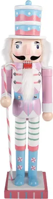 Produktbild von Clayre & Eef Weihnachtsdekorationsfigur Nussknacker 8x7x25 cm Rosa Holz