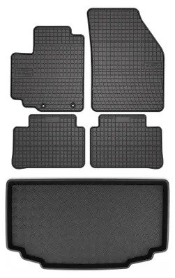 Productafbeelding van Rubberen automatten + kofferbakmat voor Suzuki Alto VIII 2009-2015 – 5-delig, zwart, op maat – Wielganizator SolidPRO