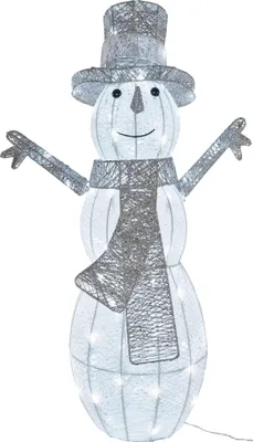 LED Weihnachts-Schneemann Rattan, 82 cm, Außen und Innen, Kaltweiß, Timer