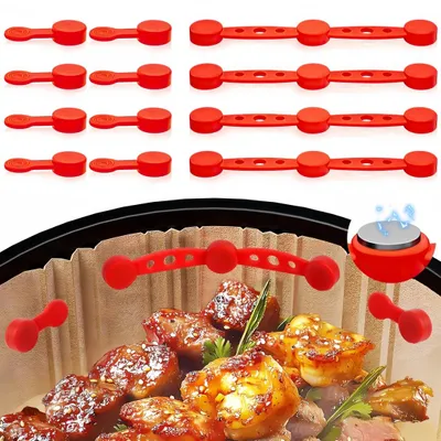 Produktbild von 4 Sets Magnete für Airfryer Backpapier, Silikon Magnetische Befestigungsschnalle, Hitzebeständig, Wiederverwendbar Magnete für Heißluftfritteuse