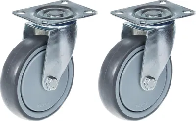 Produktbild von 125mm 5" Rolle grau gummibereift drehbar stark 260kg Kapazität, 2er Set