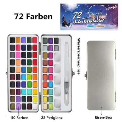 Produktbild von Lackmarker Aquarellfarben Set, Aquarell Malkasten Inklusive 72 Farbe,Watercolor Set,mit Pinsel,Wasserfarben Malen für Anfänger