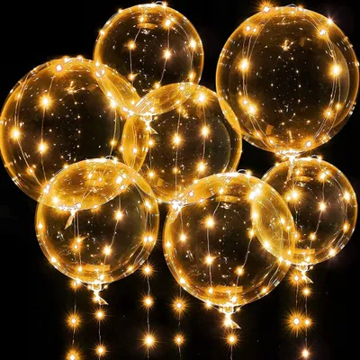 Produktbild von Leuchtende Luftballons, 7 Packungen 20 Zoll Valentinstag Bobo Luftballons mit 10ft LED Lichterketten für Valentinstag Tag Hochzeit Weihnachten Geburtstag Party Dekoration (Warmweiß)
