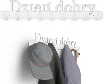 Zdjęcie produktu dla Wieszak Ścienny Do Przedpokoju Na Ubrania Kurtki Metalowy 9 Haczyków Biały