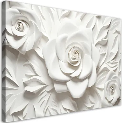 Produktbild von Leinwandbild Weiße 3D-Rosenblüte 60x40 Feeby Weiß bild für die wand bereit zum aufhängen
