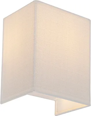 Produktbild von QAZQA - Moderne Wandleuchte Jute Weiß mit Stoffschirm - Vete I Wohnzimmer I Schlafzimmer - Textil Rechteckig - LED geeignet E27