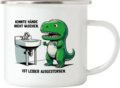 Produktbild von Konnte Hände nicht waschen T-Rex Emaille Tasse Dinosaurier Fans Lustig Meme