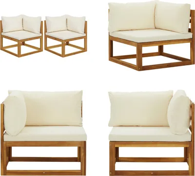 Produktbild von vidaXL Modulare Ecksofas 2 Stk. mit Auflagen Cremeweiß - Ecksofa - Ecksofas - Sofa - Sofas