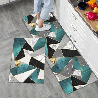 Imagen del producto de Juego de alfombras antideslizantes para cocina, 2 unidades, 40x60 cm + 40x120 cm, modernas, lavables