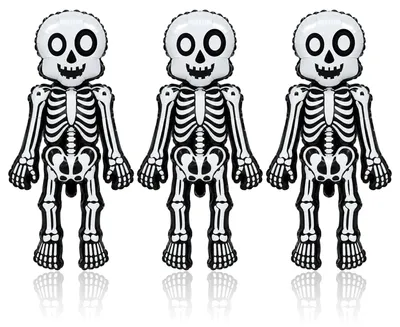Halloween Skelett-Ballons, 3 Folienballons, Totenkopf, Partydeko