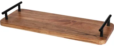 Image de Plateau de service en bois avec poignées 40x15,5 cm