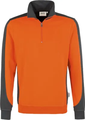 Produktbild von HAKRO Zip-Sweatshirt Contrast Mikralinar® 476, orange/anthrazit, 5XL