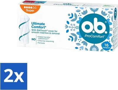 Produktbild von ob Tampons – ProComfort Super – Für Komfort und sanften Schutz – 16 Tampons - Vorteilspack - 2 Stücke