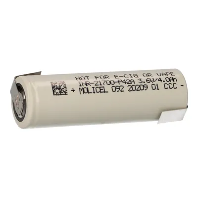 Produktbild von Molicel INR21700-P42A 3,7V 4200mAh 45A Li-Ion 21700 Akku flat top Z-Lötfahne