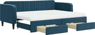 Obrázok produktu pre vidaXL Rozkladacia posteľ so zásuvkami Modrá 80x200 cm Zamatová