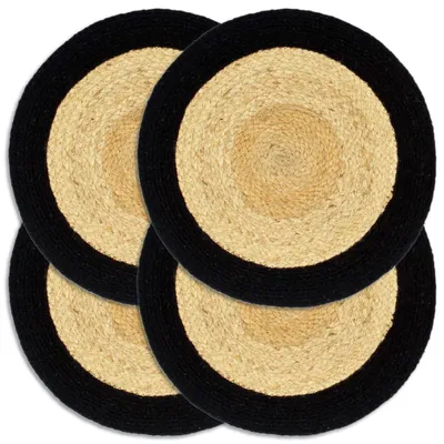 Immagine prodotto di vidaXL Tovagliette 4 pz. Naturale e nero 38 cm juta e cotone