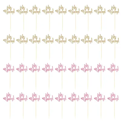 36 Cupcake-Glitterpicks, roségold & gold, 12,8 cm