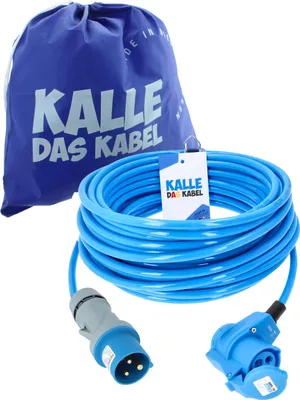 Produktbild von KALLE DAS KABEL CEE PUR-Verlängerungskabel 230V 16A 3G 2,5 mm² 25 Meter mit CEE-Stecker + Winkelkupplung Schutzart IP44 Panzerkabel Stromkabel Verlängerung Campingkabel Polyurethan-Kabel Baustelle