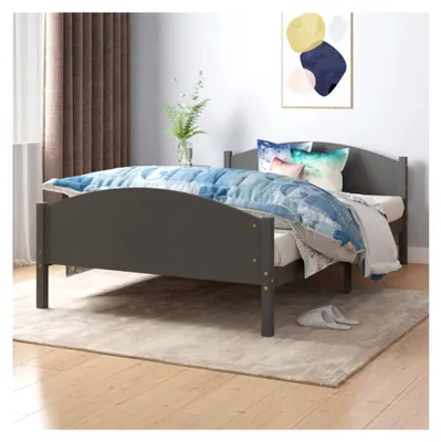 Produktbild von Bettgestell ohne Matratze dunkelgrau aus massivem Kiefernholz 120x200cm