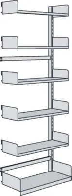 Produktbild von Bibliotheks-Regal Univers einseitig Anbaufeld 100x40x225cm mit 6 Böden lichtgrau
