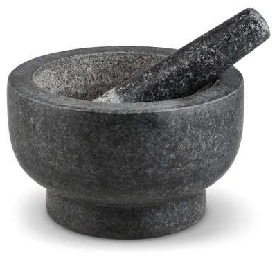 Granit Mörser und Stößel Set, 20 cm, grau