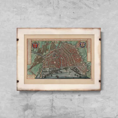 Produktbild von Poster - Canvas - Leinwand - 59,4 cm x 42 cm - Alte Karte Amsterdam Niederlande