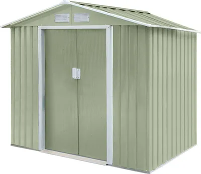 Produktbild von HATTORO S100 Gerätehaus Metall Gartenhaus Metallgartenhaus Geräte-Schuppen Hellgrün