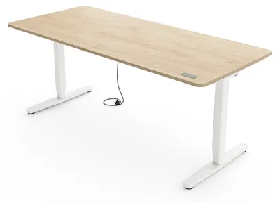 Produktbild von Yaasa Desk Pro Höhenverstellbarer Schreibtisch Elektrisch 200 x 80 cm, Eiche hell/Weiß – Touch Handschalter – 9 Speicherfunktionen – Höhenanzeige