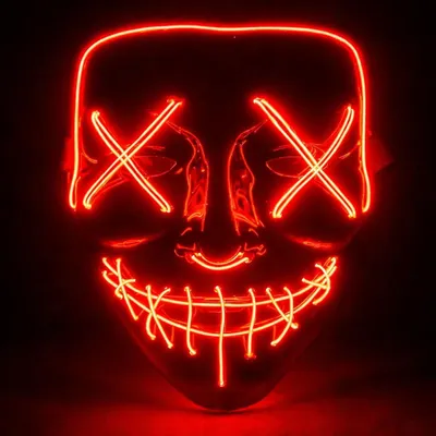 LED-Gruselmaske mit Fernbedienung, Rot, für Halloween & Karneval