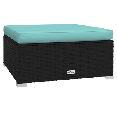 Immagine prodotto di vidaXL Pouf da giardino con cuscino Nero 70x70x30 cm in rattan sintetico