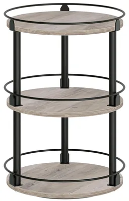 Produktbild von Dreistöckiges, drehbares Gewürzregal, rundes, drehbares Aufbewahrungsregal, kompakter Gewürzhalter mit Drehteller, für Küchenarbeitsplatte oder Esstisch, grau, beige und schwarz