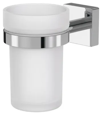 Produktbild von Lenz Glashalter RAIN Chrom – wandmontierter Zahnputzbecherhalter aus Metall – platzsparend, kleben oder Bohren – für Bad & Gäste-WC - 2207602