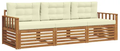 Produktbild von vidaXL Outdoor-Sofagarnitur 3 stk. Natur und Creme