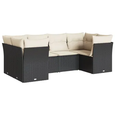Produktbild von vidaXL 6-tlg. Garten-Sofagarnitur mit Kissen Schwarz Poly Rattan