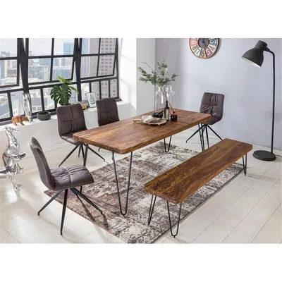 Produktbild von Landhaus Küchentisch dunkel-braun Massivholz Sheesham 120cm Esszimmer-Tisch B/H/T ca. 120/76/80cm
