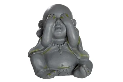 Produktbild von GILDE Figur, Buddha, "Nichts sehen", Magnesia, grau, , L. 30 cm, B. 34 cm, H. 37 cm 36137